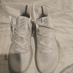 adidas White Knit Sneaker with Pale Green Midsole